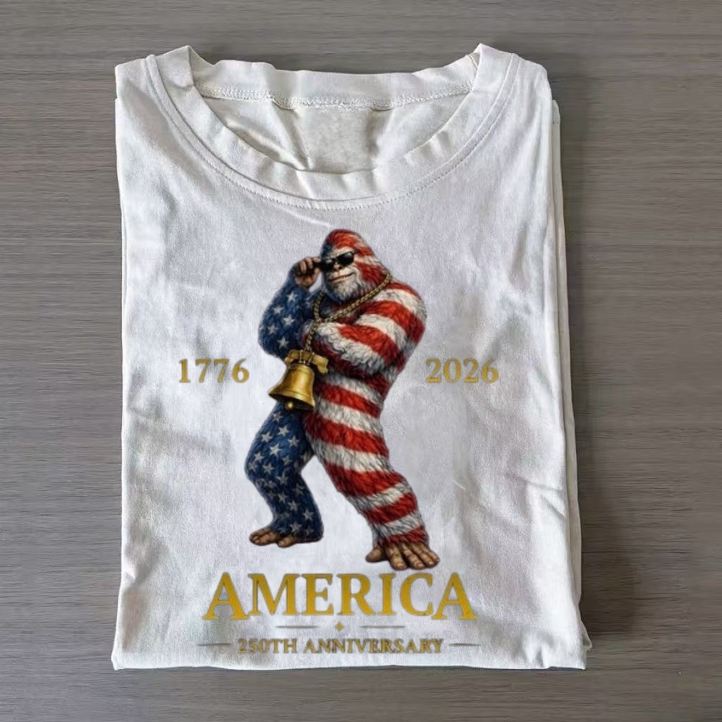Fun Patriotic Bigfoot USA 250th Anniversary T-shirt