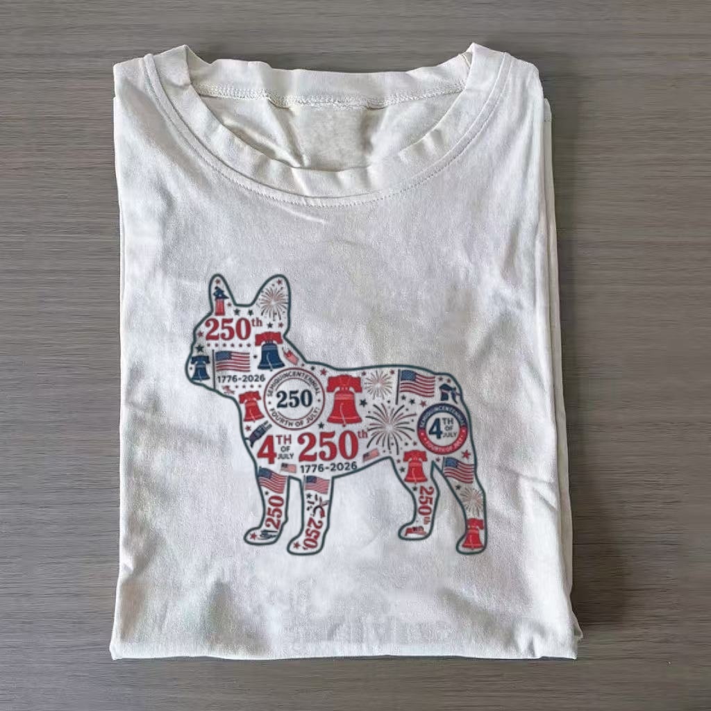 Patriotic French Bulldog Milestone Graphic T-shirt