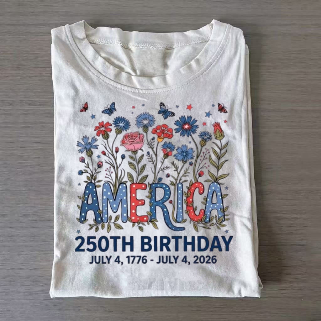 Floral Patriotic America 250th Graphic T-shirt