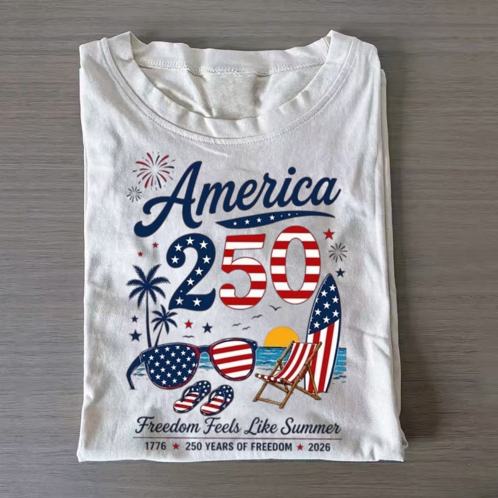 Summer Beach Freedom USA 250 Year Casual T-shirt