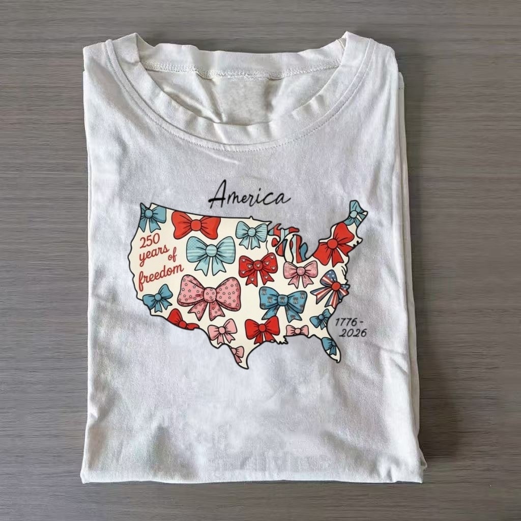 Coquette Bow USA Map 250 Years Freedom T-shirt