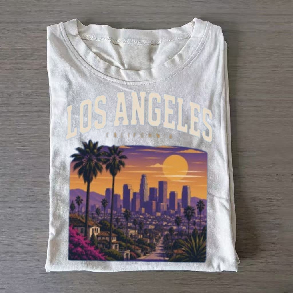 Sunset Palm LA City Skyline Retro T-shirt