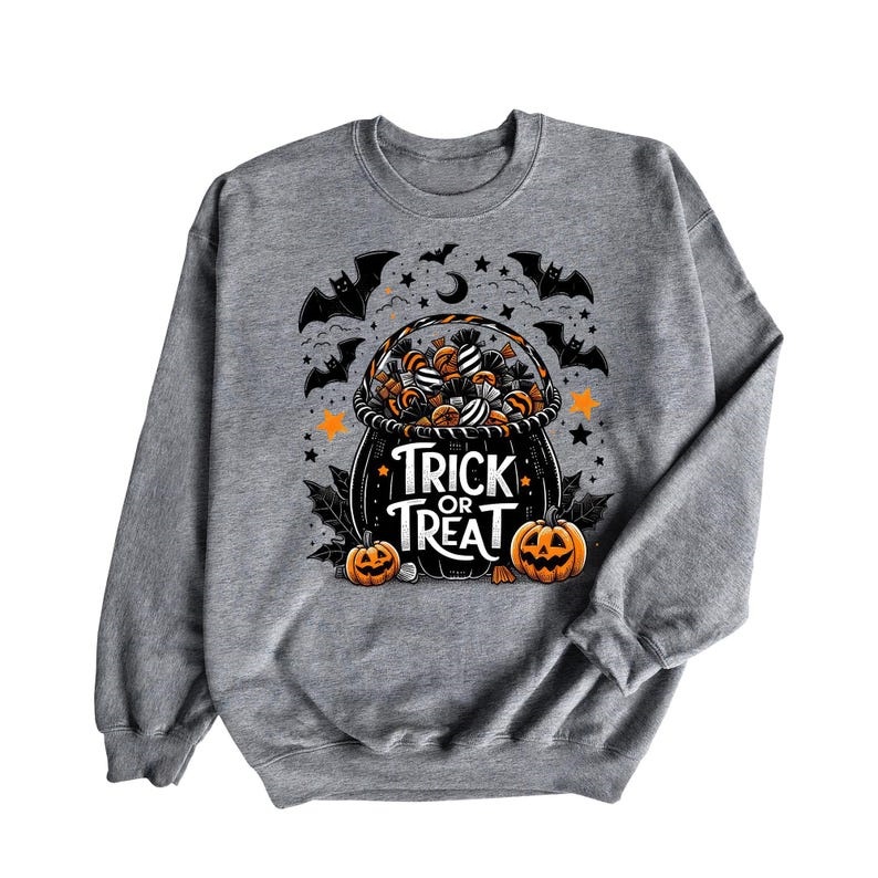 Trick‑Or‑Treat Candy Cauldron Sweatshirt