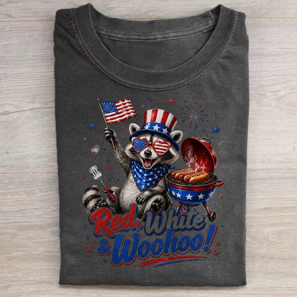  Patriotic Raccoon BBQ T-Shirt