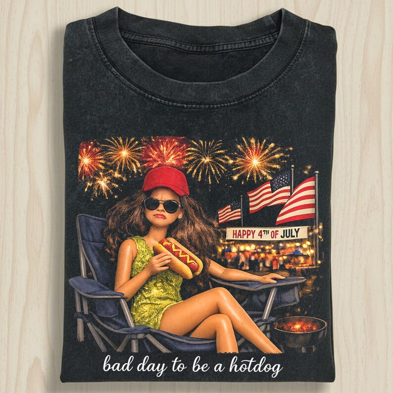 Retro Doll 4th of July Graphic T-Shirt