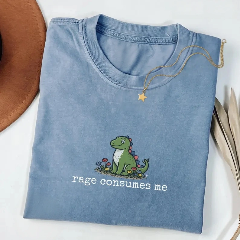 Rage Consumes Me Dinosaur Graphic T-Shirt