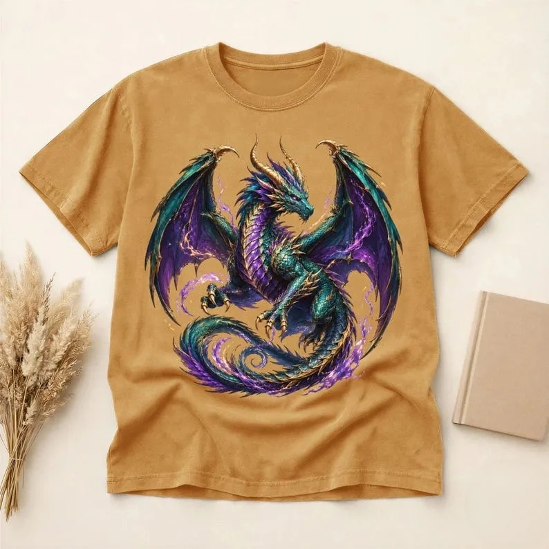 Comfort Colors® Fantasy Dragon Shirt, Mythical Creature Tee, Gothic Fantasy Art Shirt, Dragon Lover Gift, Trendy Dragon Tee, Dragon Lover
