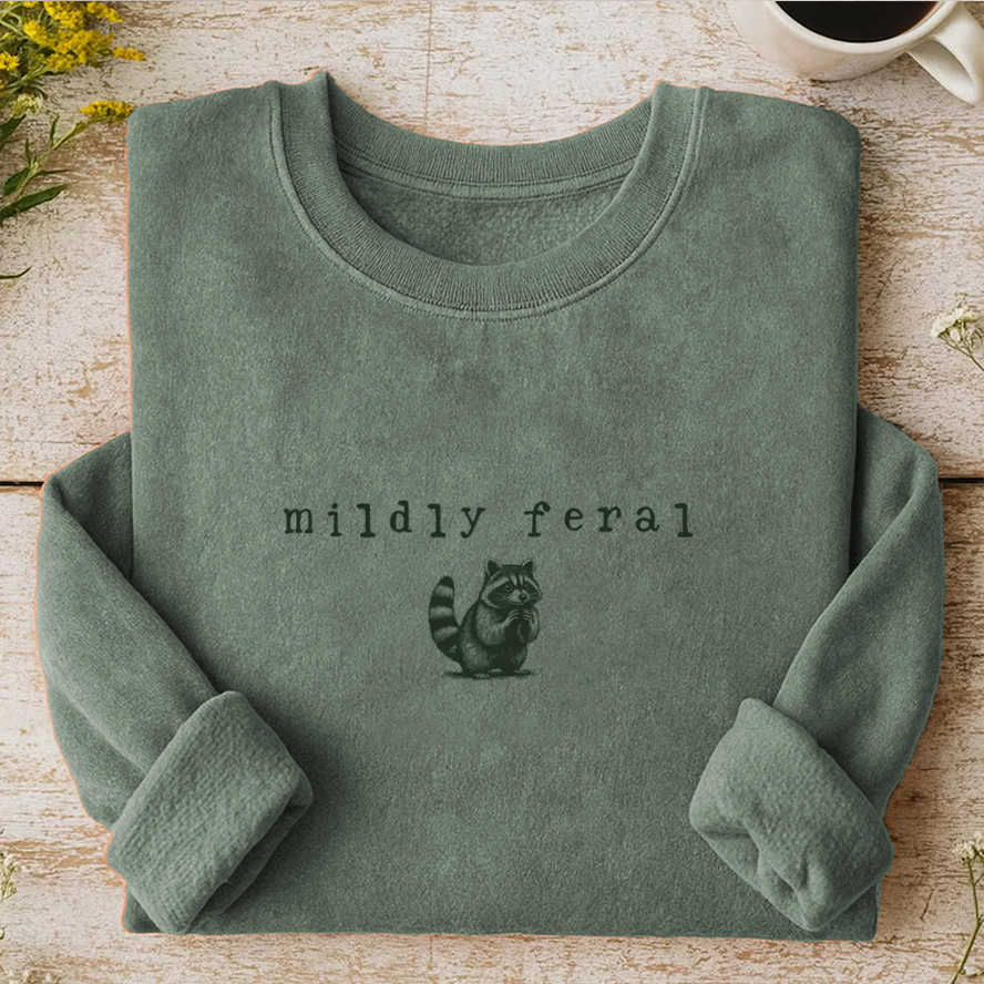 Mildly Feral Raccoon Sweatshirt - Vintage Washed Apparel by VanceMade