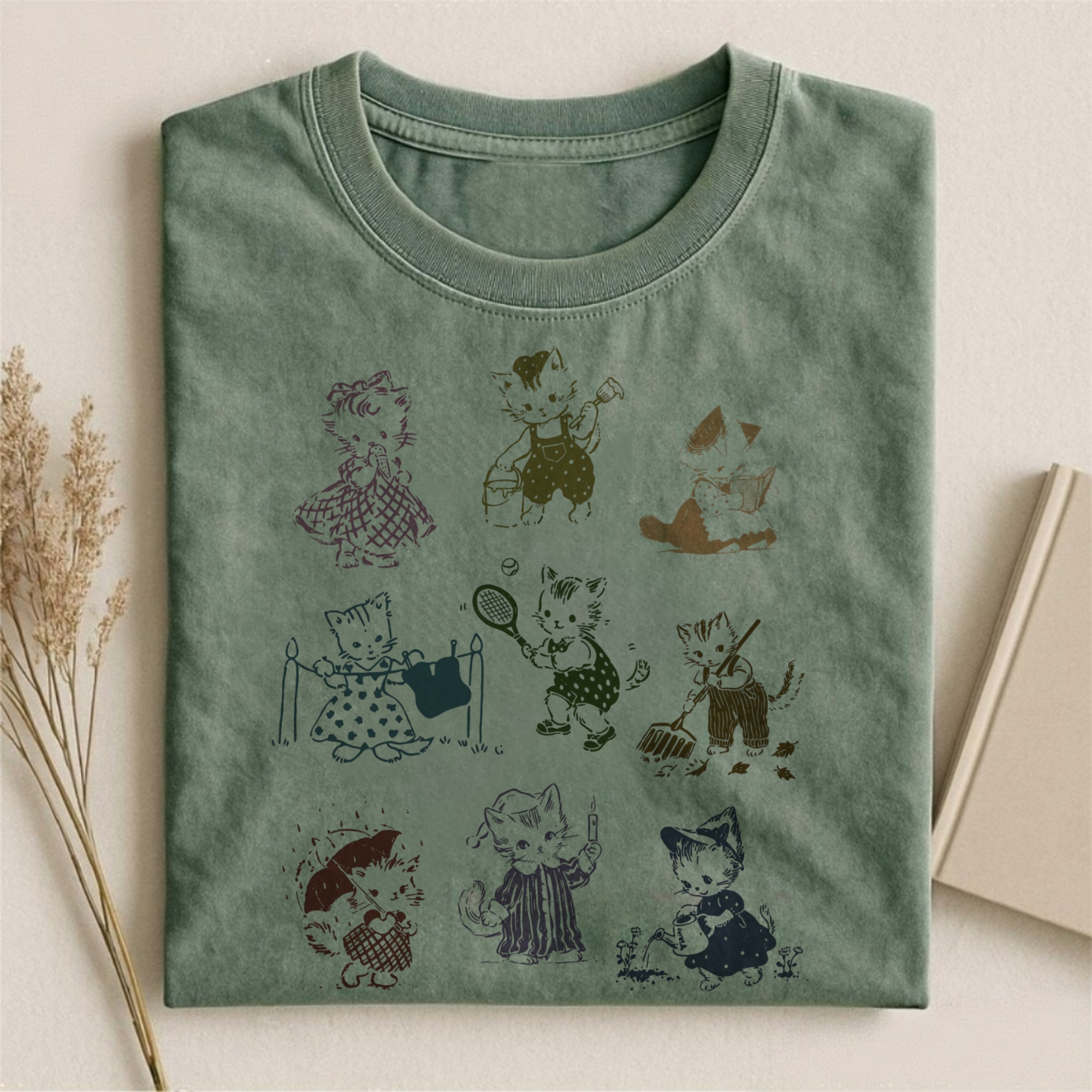 Cat 90s Tattoo Vintage T-shirt - Vintage Washed Apparel by VanceMade
