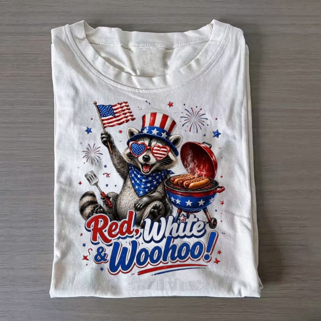  Patriotic Raccoon BBQ T-Shirt