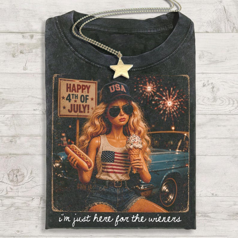 Retro Doll 4th of July Graphic T-Shirt
