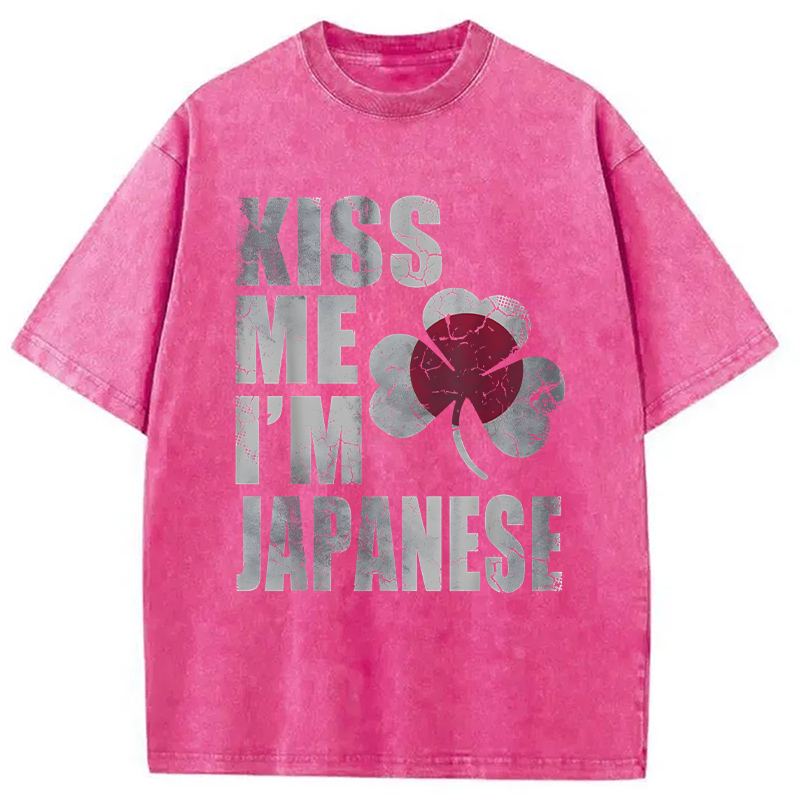 Kiss Me I'm Japanese Washed T-Shirt - Vintage Washed Apparel by VanceMade