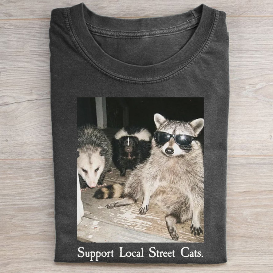 Support Local Street Cats T-shirt - Vintage Washed Apparel by VanceMade