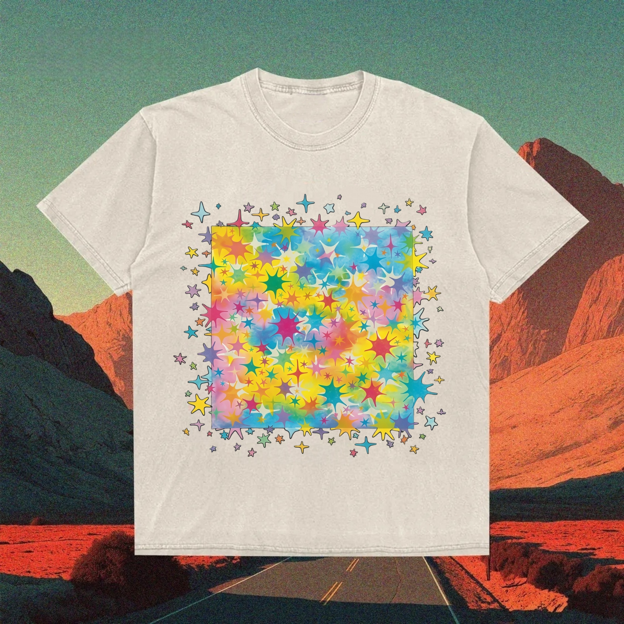 Colorful Stars T-shirt - Vintage Washed Apparel by VanceMade