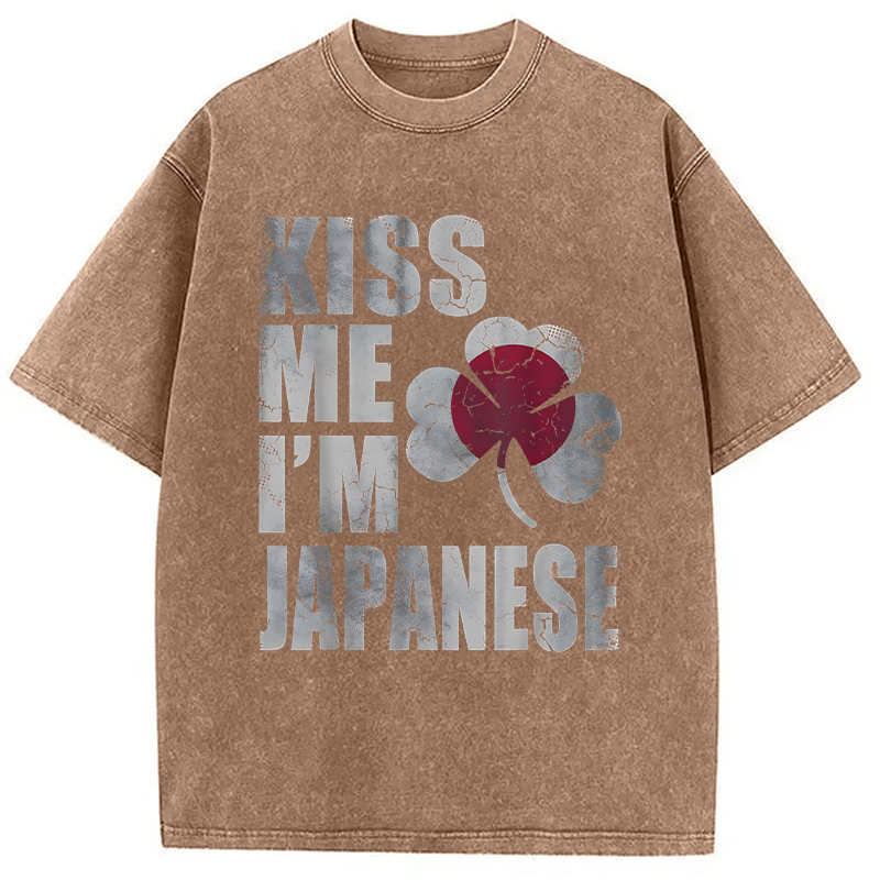Kiss Me I'm Japanese Washed T-Shirt - Vintage Washed Apparel by VanceMade