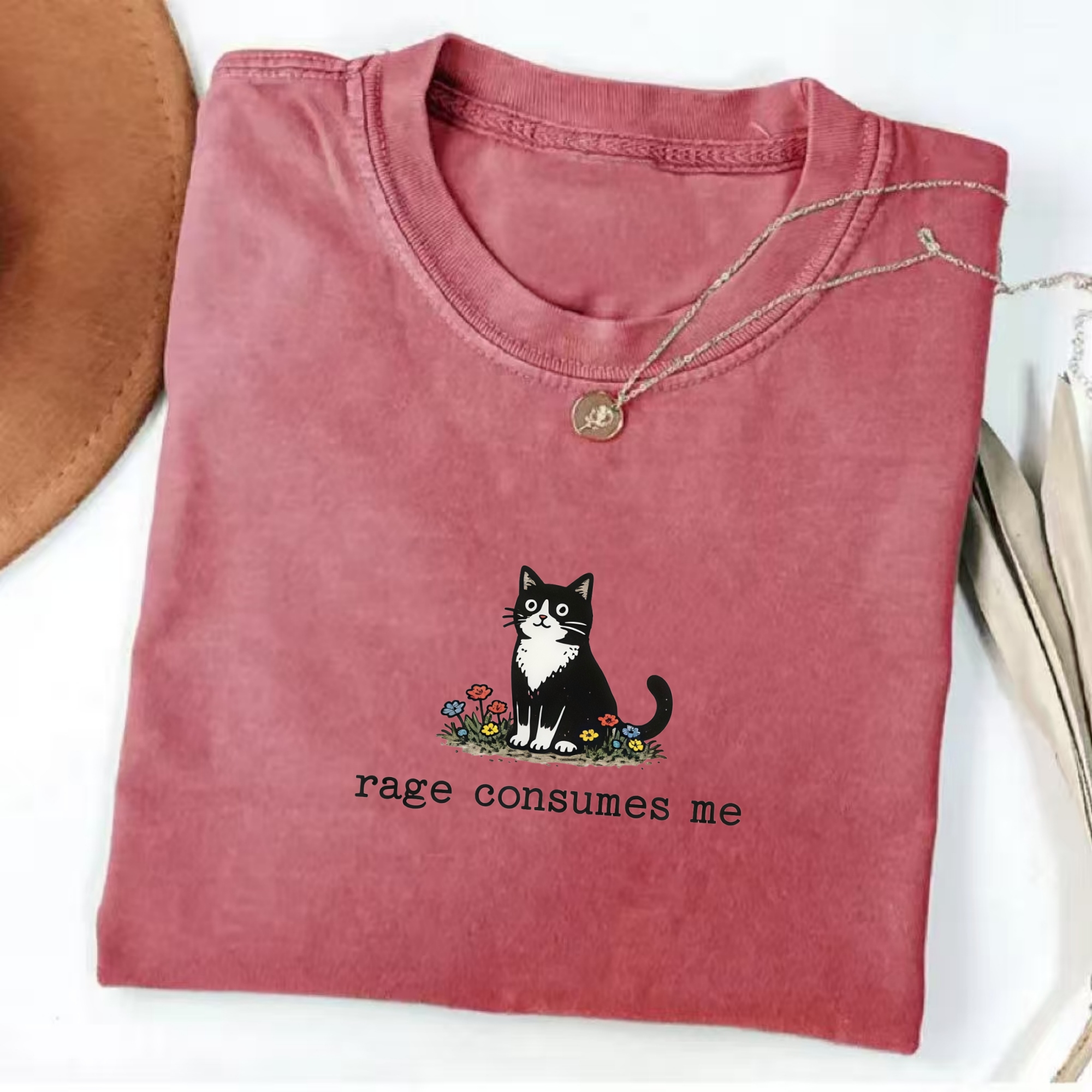 Rage Consumes Me Cat T-Shirt - Vintage Washed Apparel by VanceMade