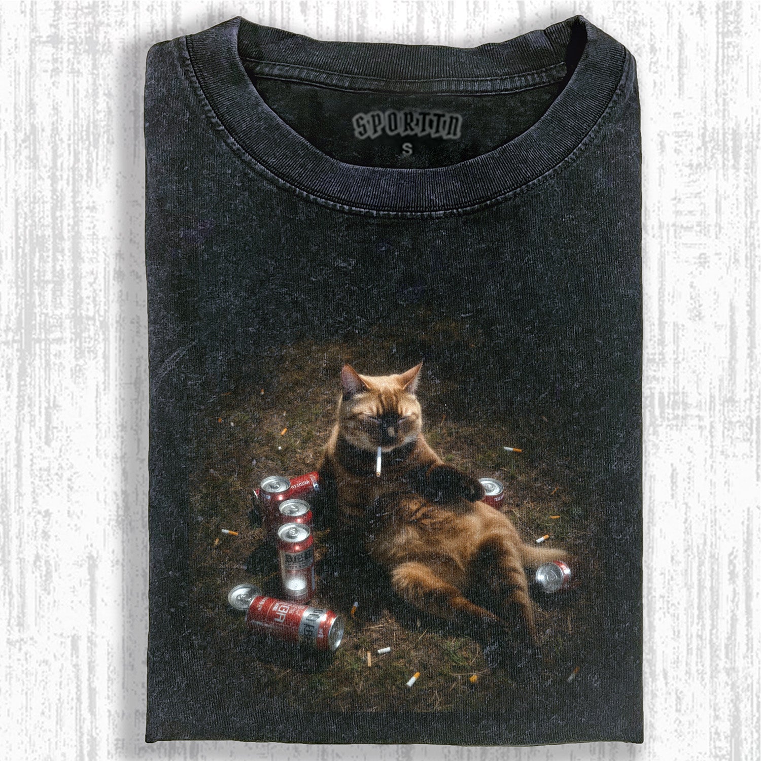WACKY HANGOVER CAT T-SHIRT - Vintage Washed Apparel by VanceMade