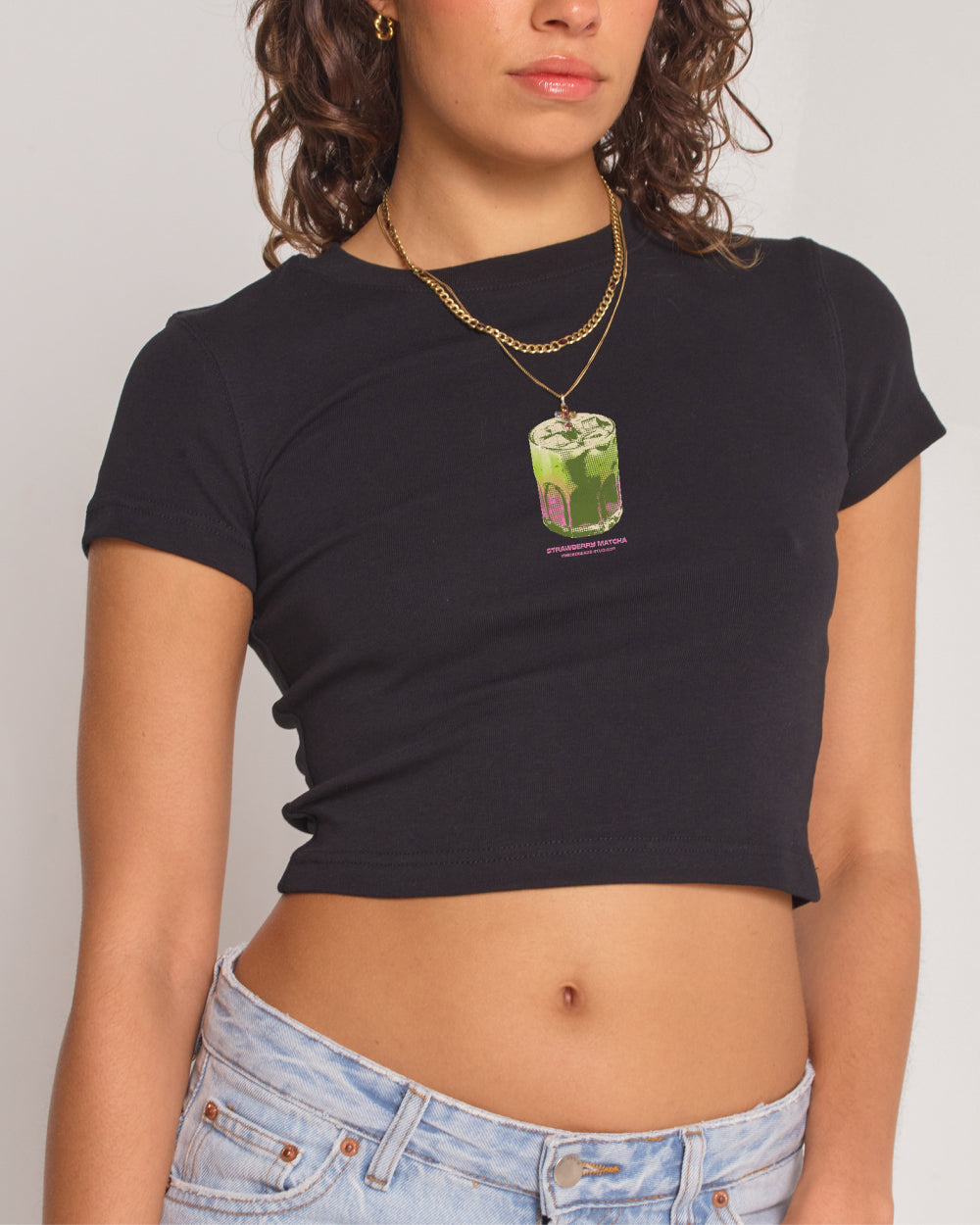 Strawberry Matcha Baby Tee - Vintage Washed Apparel by VanceMade