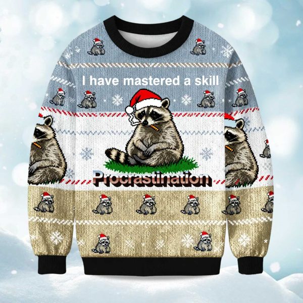 Procrastination Raccoon Sweater