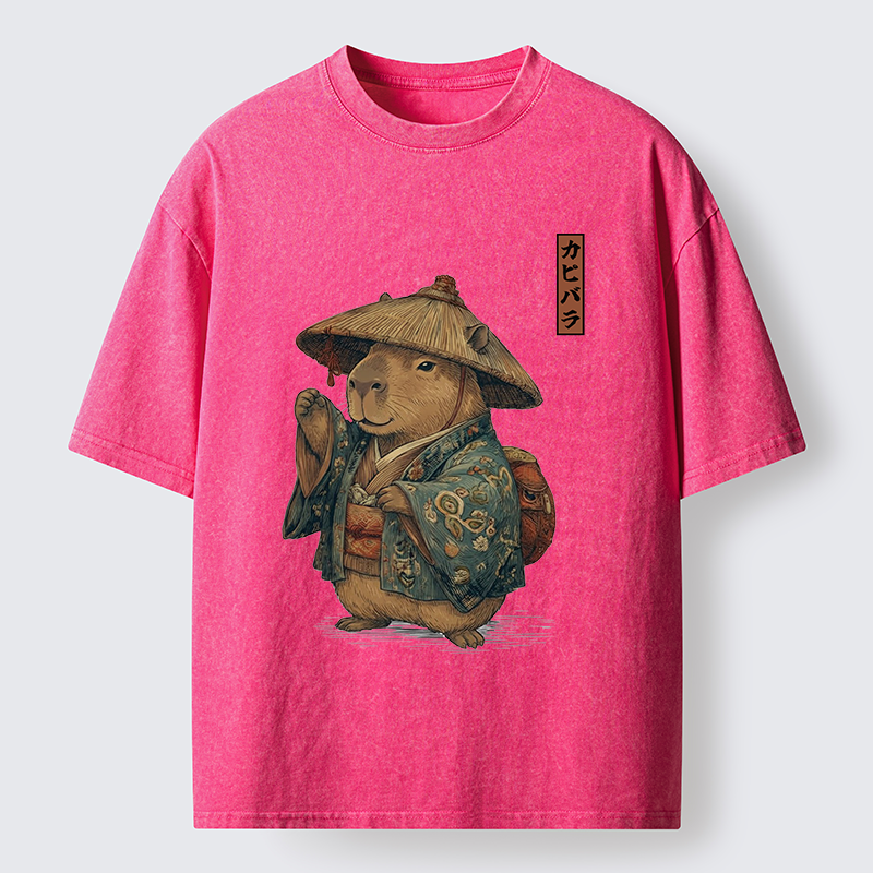 Traveling Capybara Washed T-Shirt - Vintage Washed Apparel by VanceMade
