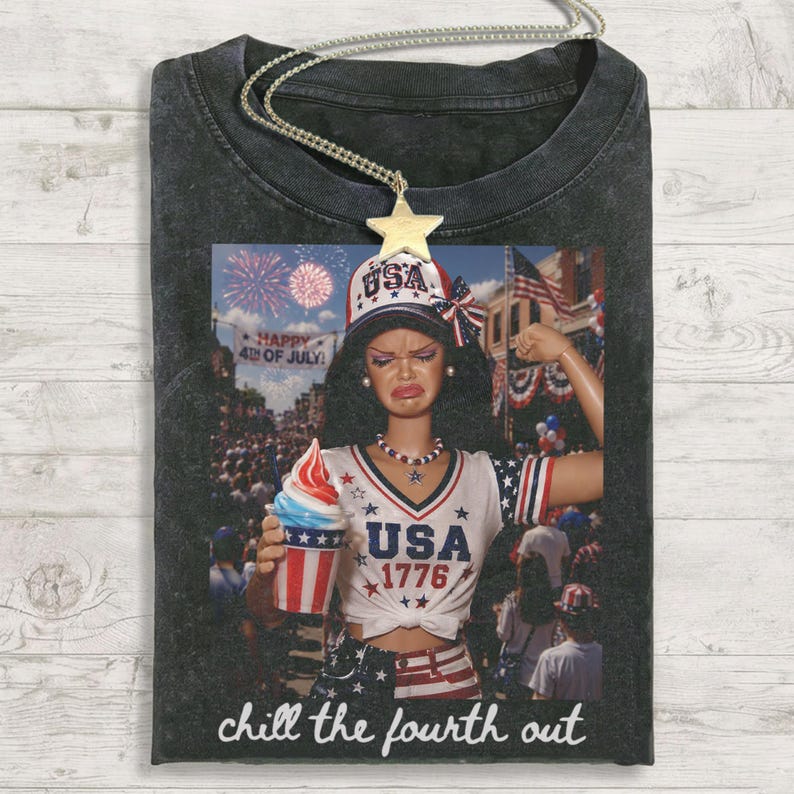 Retro Doll 4th of July Graphic T-Shirt