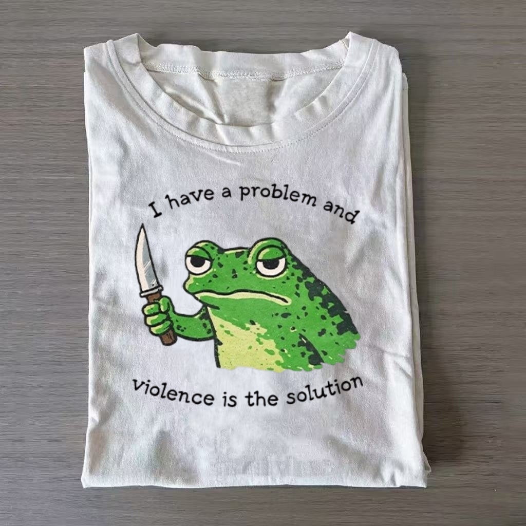 Sassy Knife Frog Funny Meme Graphic T-Shirt