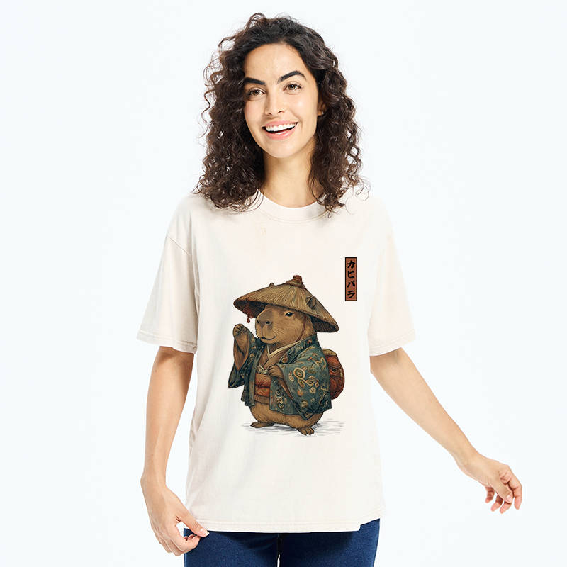 Traveling Capybara Washed T-Shirt - Vintage Washed Apparel by VanceMade