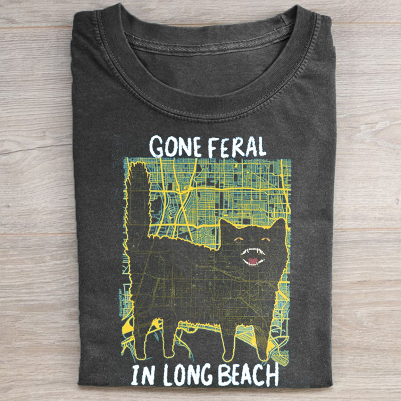 GONE FERAL LONG BEACH T-shirt - Vintage Washed Apparel by VanceMade