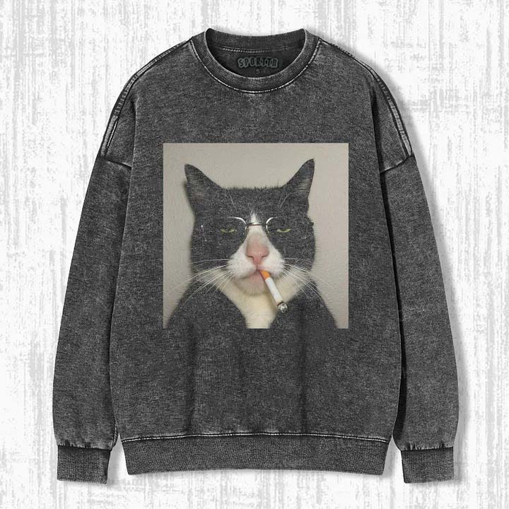 WACKY CAT SWEATSHIRTS & HOODIES - Vintage Washed Apparel by VanceMade