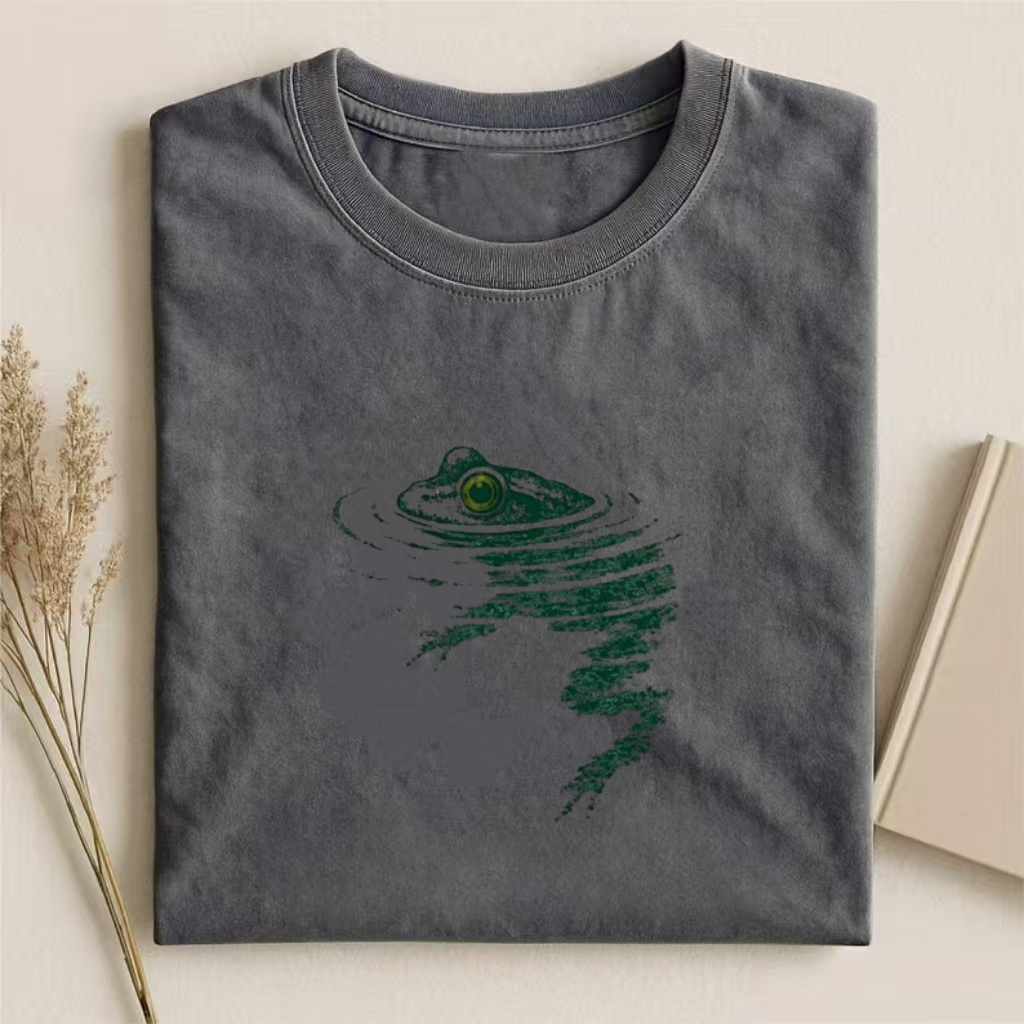 ShawnCraft® Official: Vintage Pond Frog Peeking Graphic T-Shirt - Premium Breathable Cotton Apparel