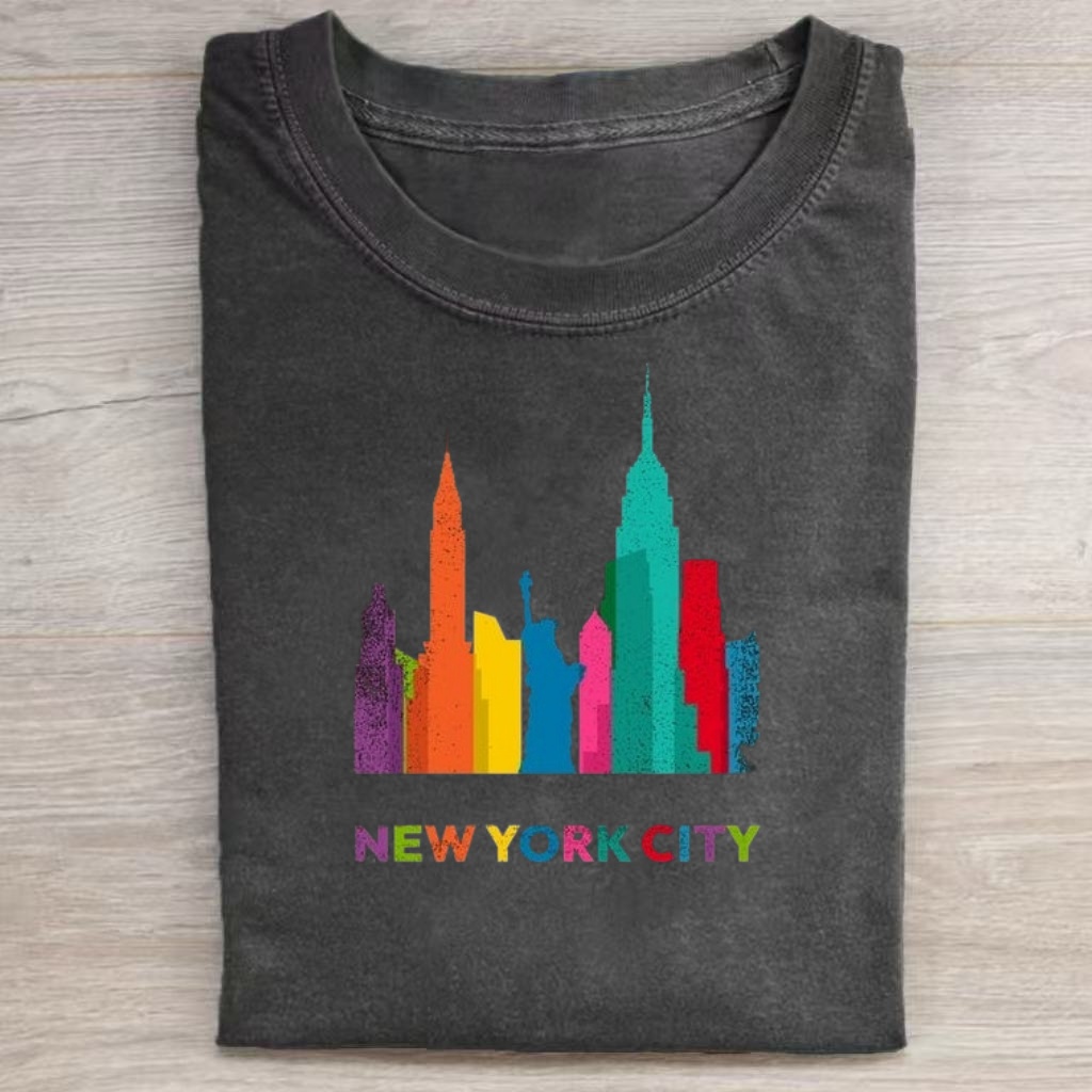 Multicolor NYC City Silhouette Graphic T-shirt