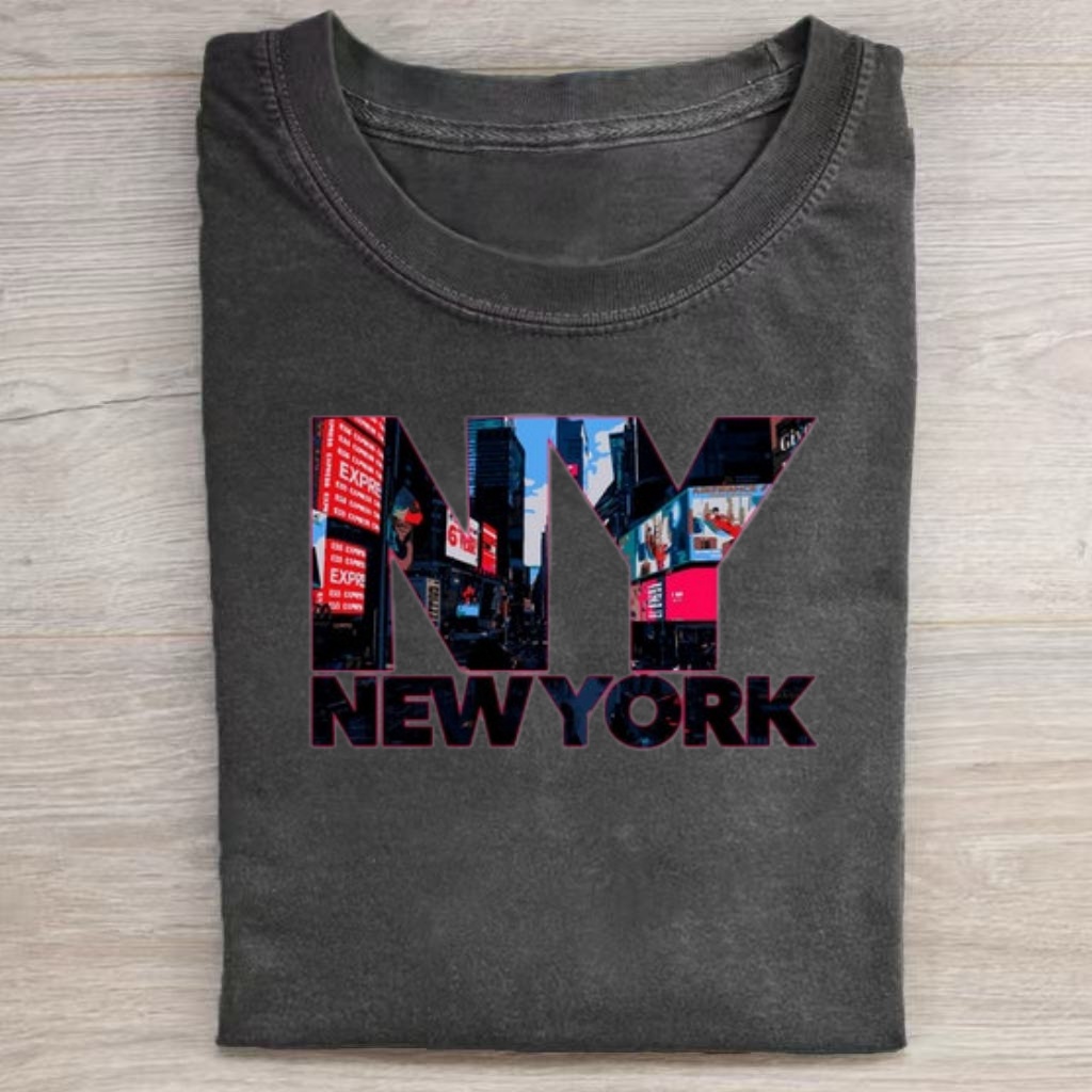NY City Streetscape Fill Text Graphic T-shirt