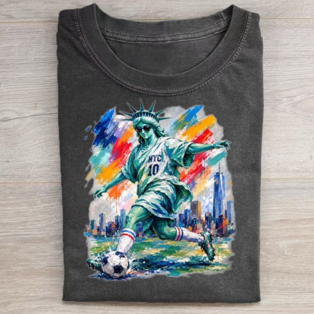 Sporty Statue Of Liberty Soccer Art T-shirt