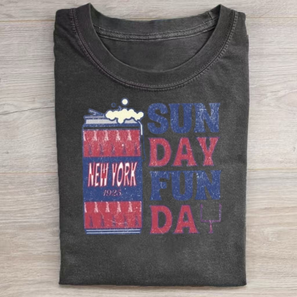 Vintage Sunday Fun Day NYC Beer Can Graphic T-shirt
