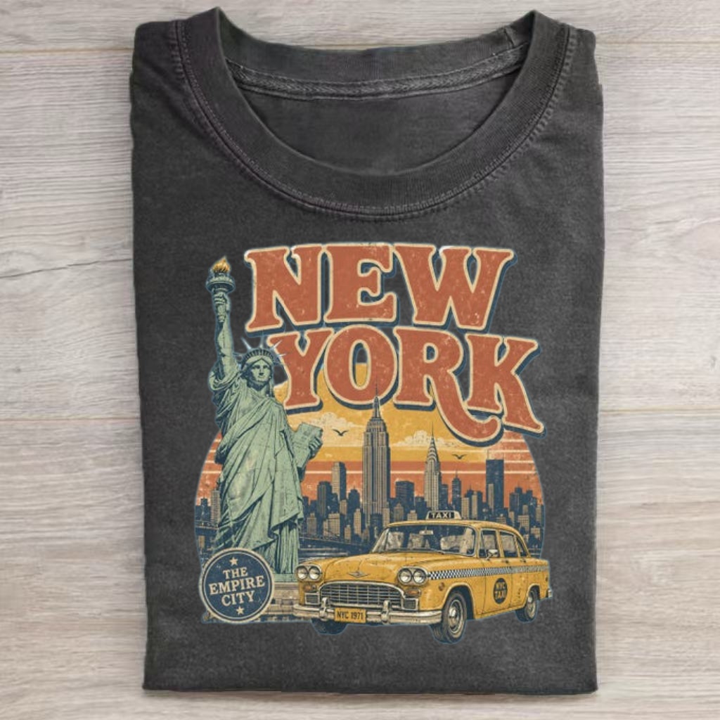 Retro Empire City Liberty Taxi Graphic T-shirt