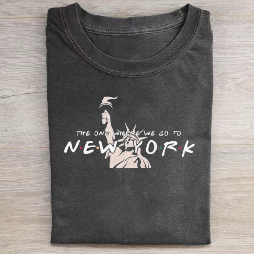 Cute NYC Liberty Silhouette Quote Text T-shirt