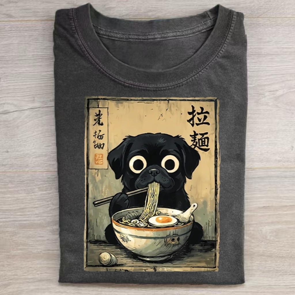 Ramen Pug Vintage Art T-Shirt