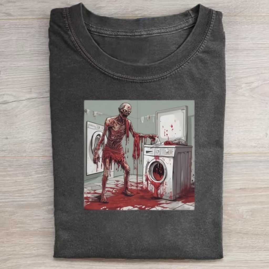 Spooky Zombie Laundry Funny Graphic T-shirt