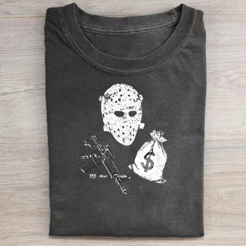 Vintage Retro Mask Money Art Graphic T-shirt