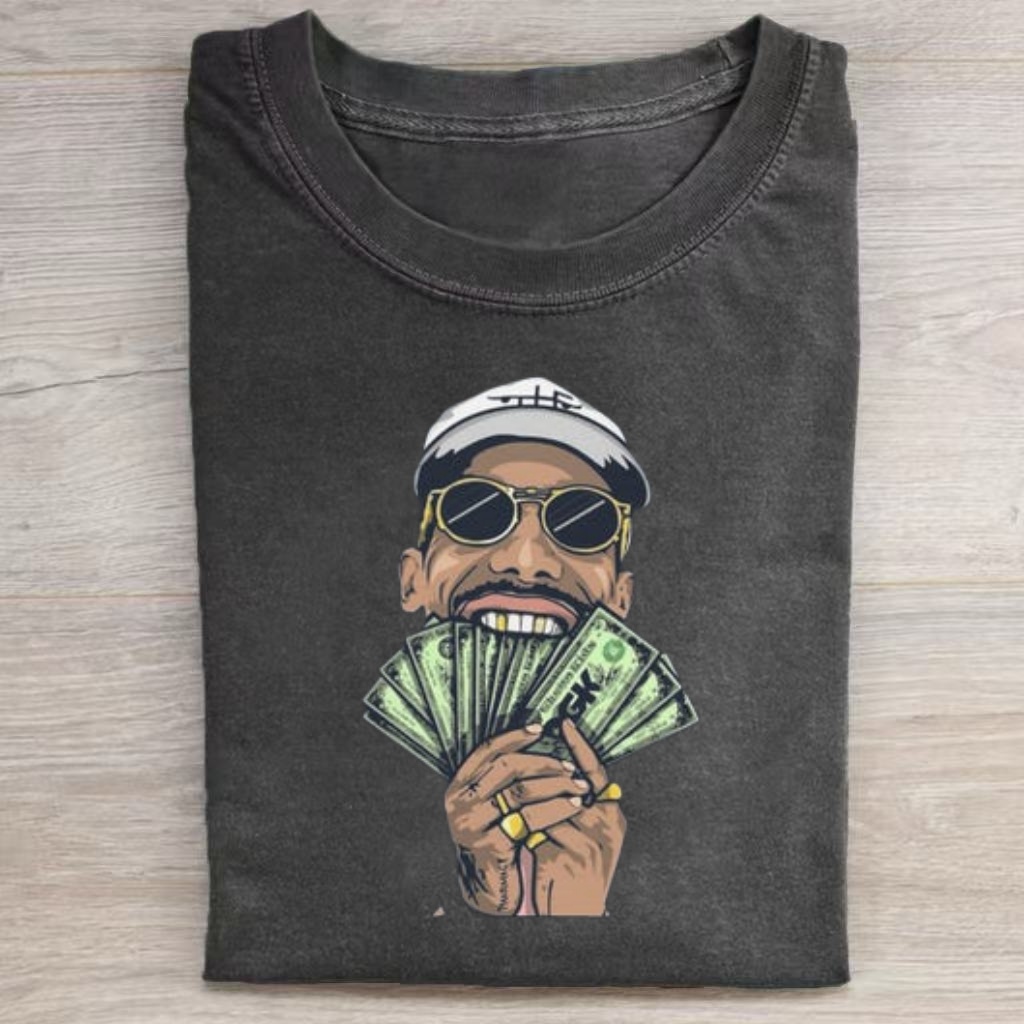 Hip Hop Cash Portrait Art Casual T-shirt