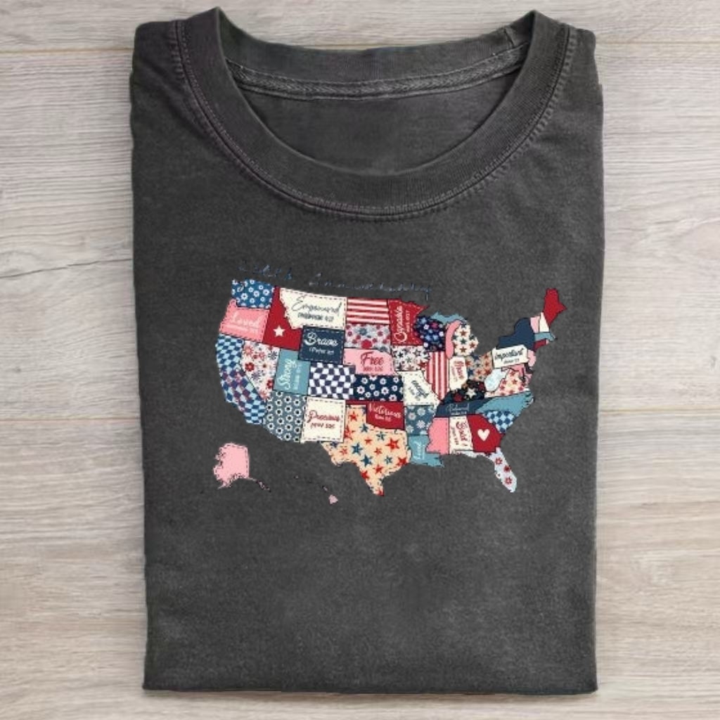 Patchwork USA Map 250 Year Graphic T-shirt