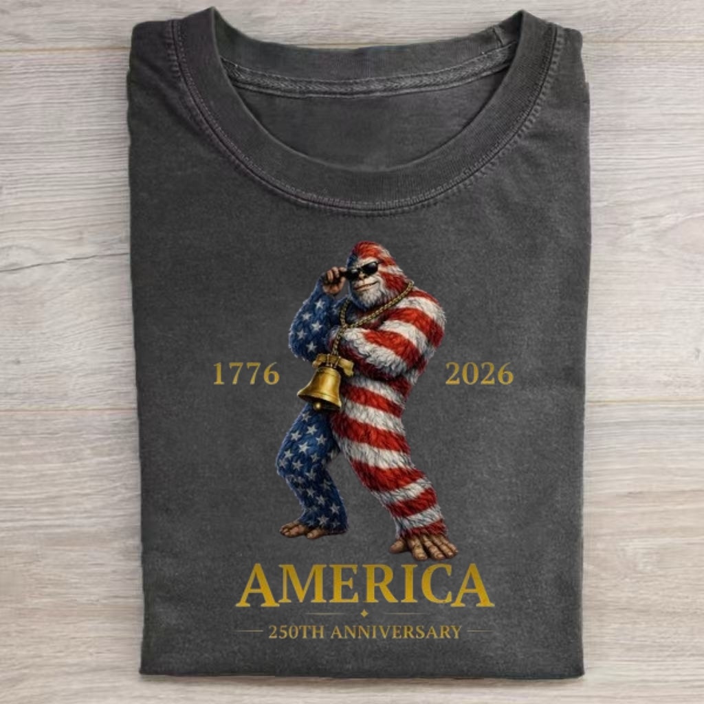 Fun Patriotic Bigfoot USA 250th Anniversary T-shirt