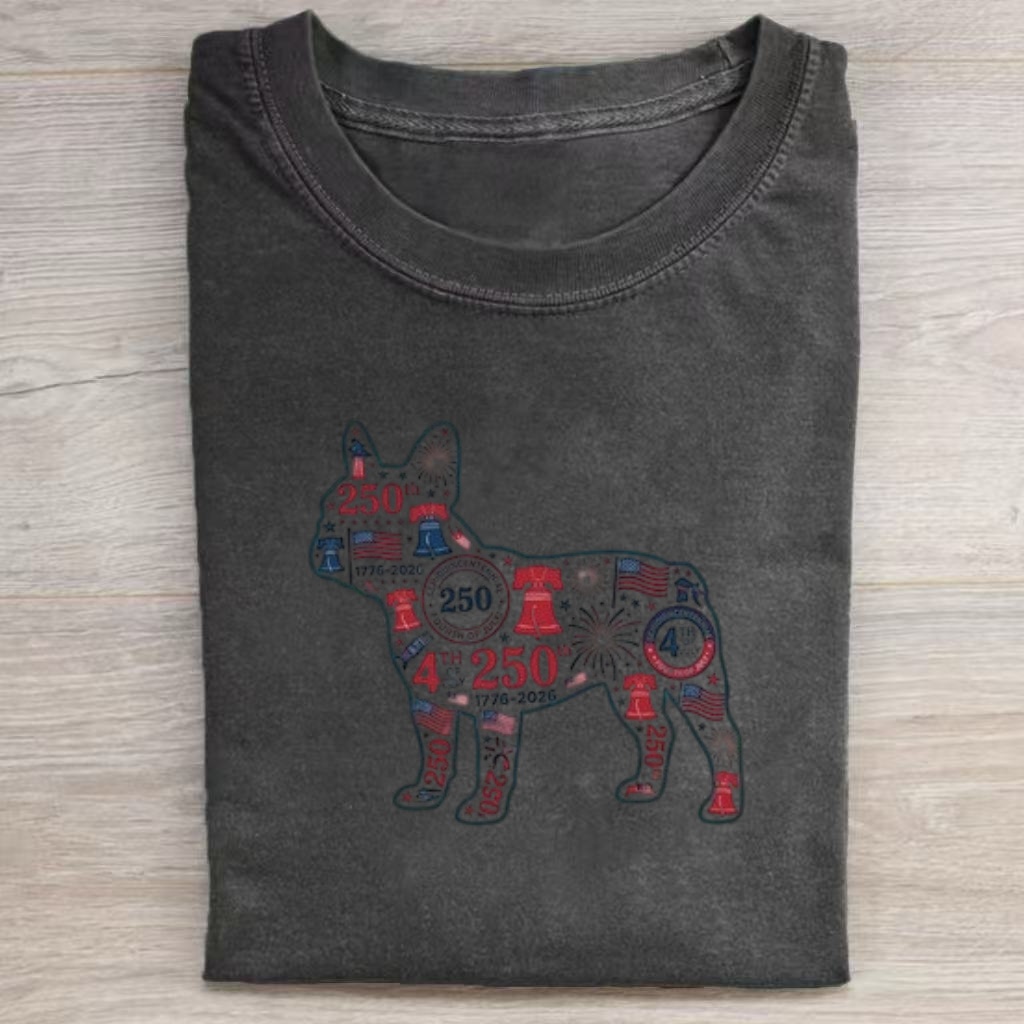 Patriotic French Bulldog Milestone Graphic T-shirt