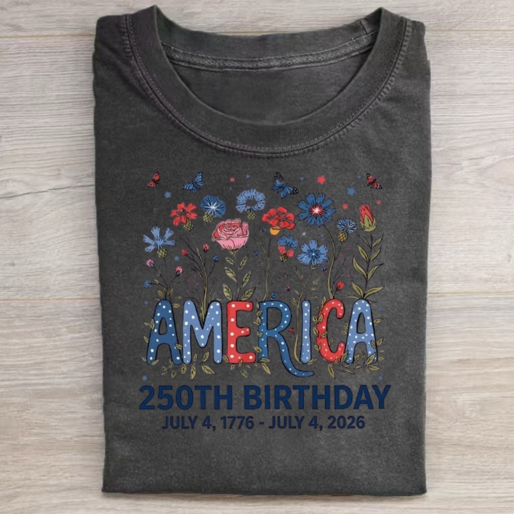 Floral Patriotic America 250th Graphic T-shirt