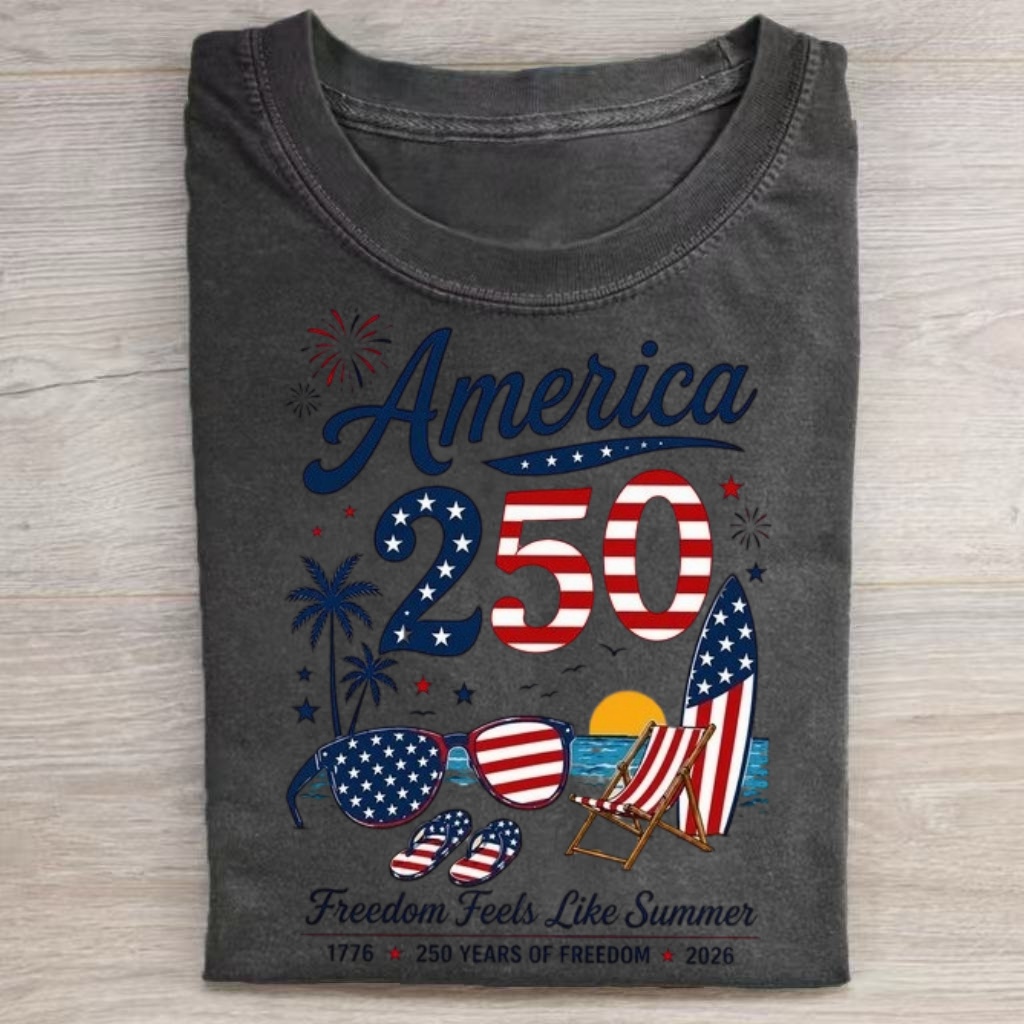 Summer Beach Freedom USA 250 Year Casual T-shirt