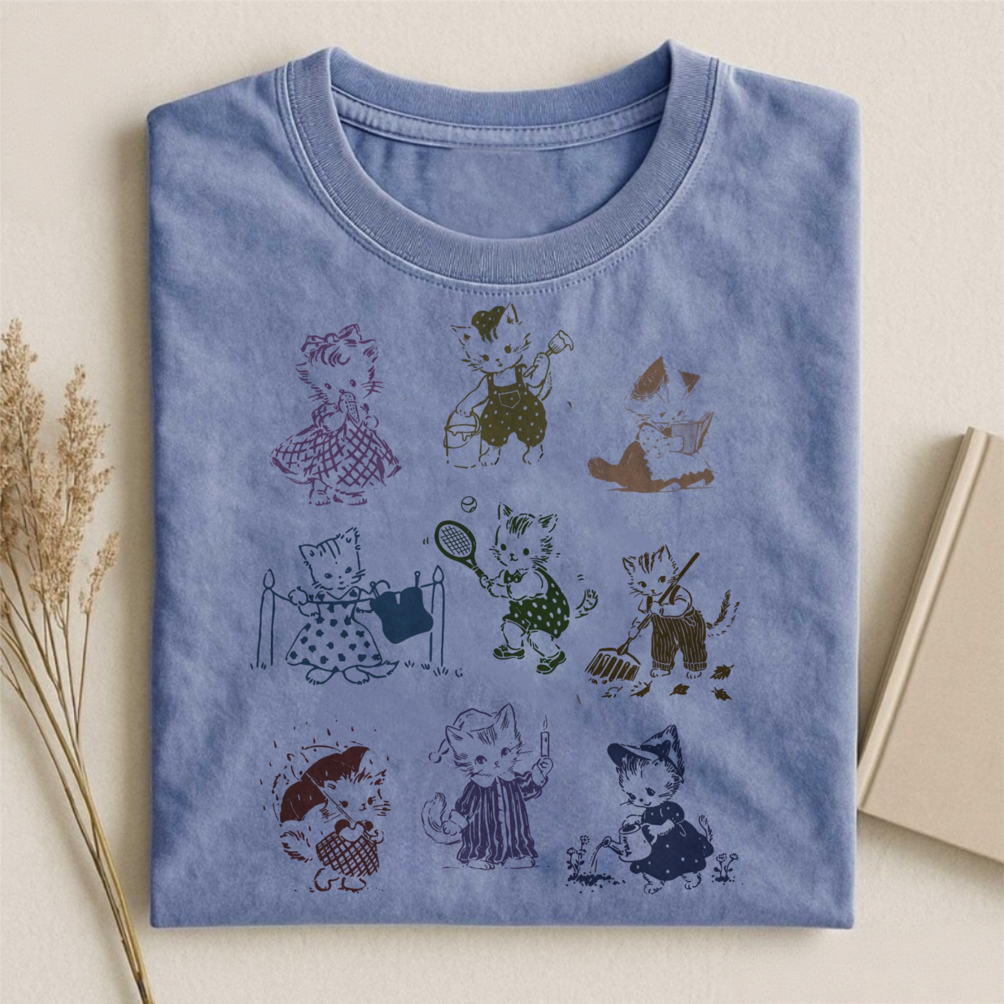 Cat 90s Tattoo Vintage T-shirt - Vintage Washed Apparel by VanceMade