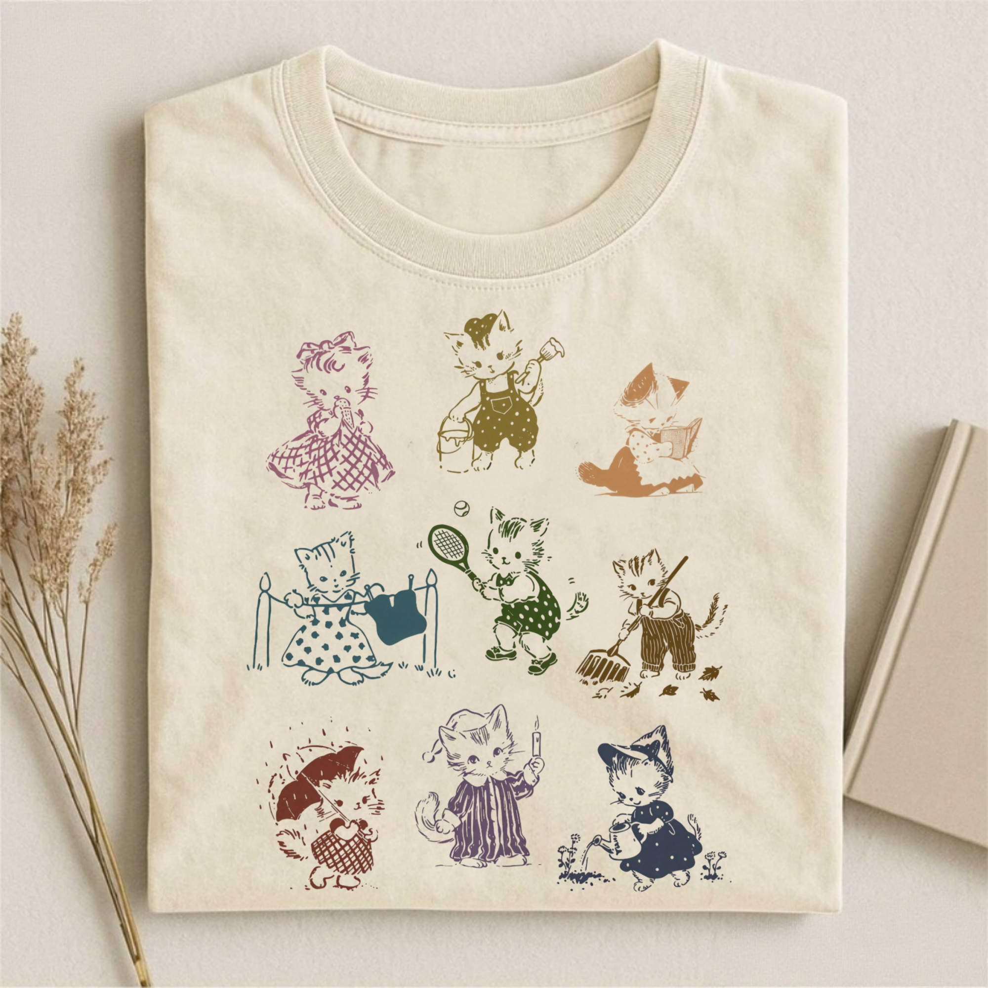 Cat 90s Tattoo Vintage T-shirt - Vintage Washed Apparel by VanceMade