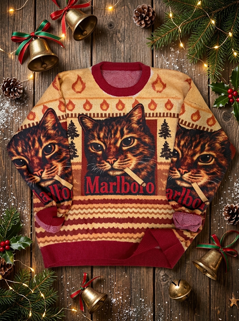 Pre Sale Cool Smoking Cat Christmas Ugly Sweater