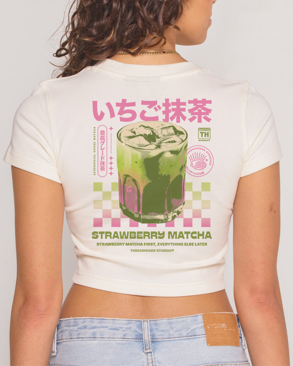 Strawberry Matcha Baby Tee - Vintage Washed Apparel by VanceMade
