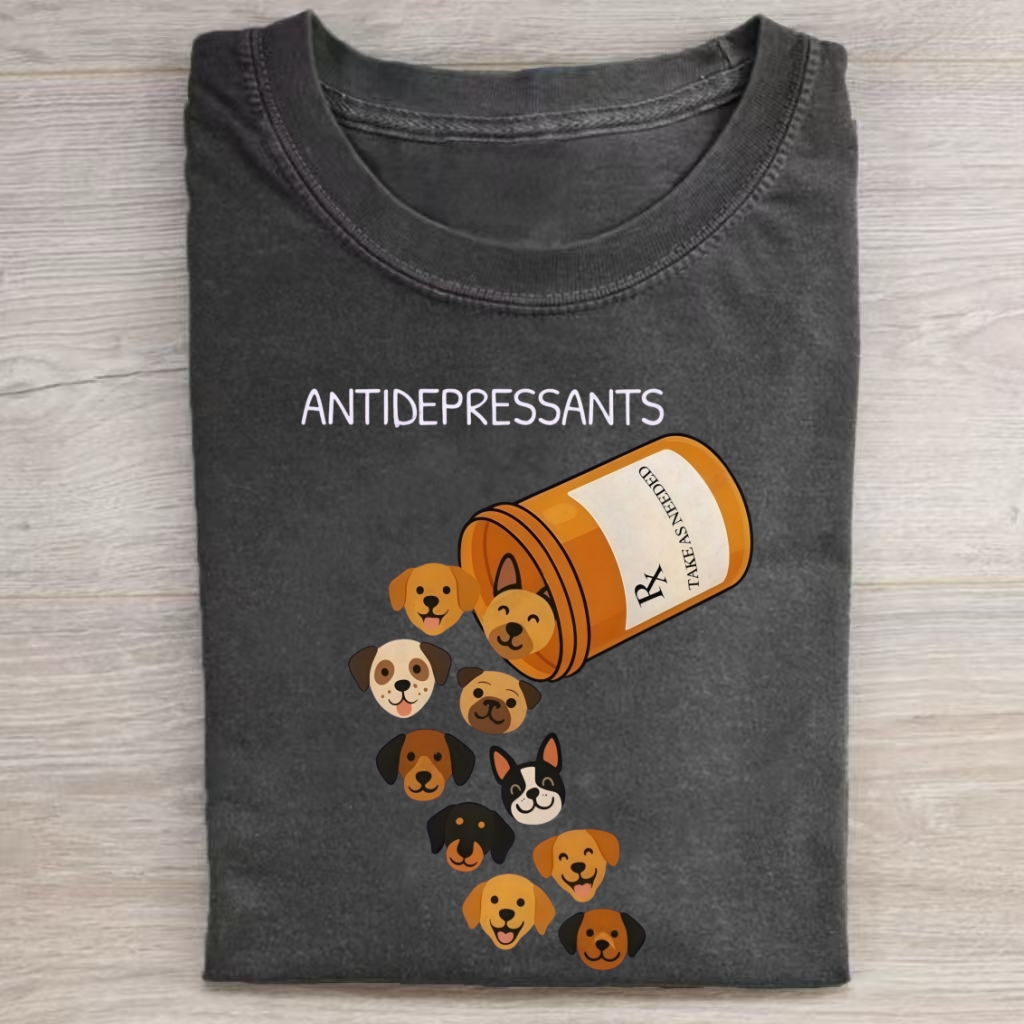 Antidepressants Dogs T-shirt - Vintage Washed Apparel by VanceMade